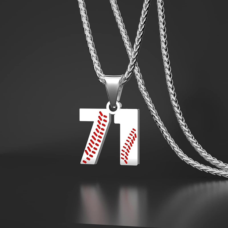 Wikavanli Personalized Baseball Jersey Number 00-99 Necklace - Stainless Steel Baseball Chain Pendant Necklace - Team Jewelry Gift for Boys, Girls, Men, Women - Image 2